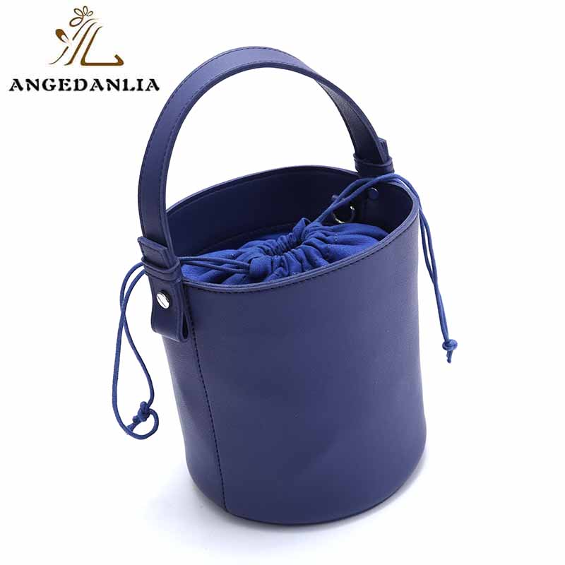 Fashion silver chain and pu leather handle crossbody bag tote bucket bag