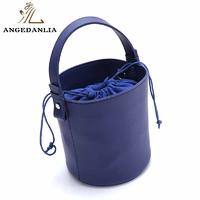 Fashion silver chain and pu leather handle crossbody bag tote bucket bag
