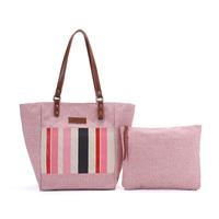 Fashion Ladies Pink Tote Bag Women Clutch Bag with PU/Genuine Leather Handle
