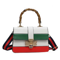 RKY0670 Angedanlia 3 colors trendy lady crossbody bag bee accessories pu square handbag with semi circle wood handle