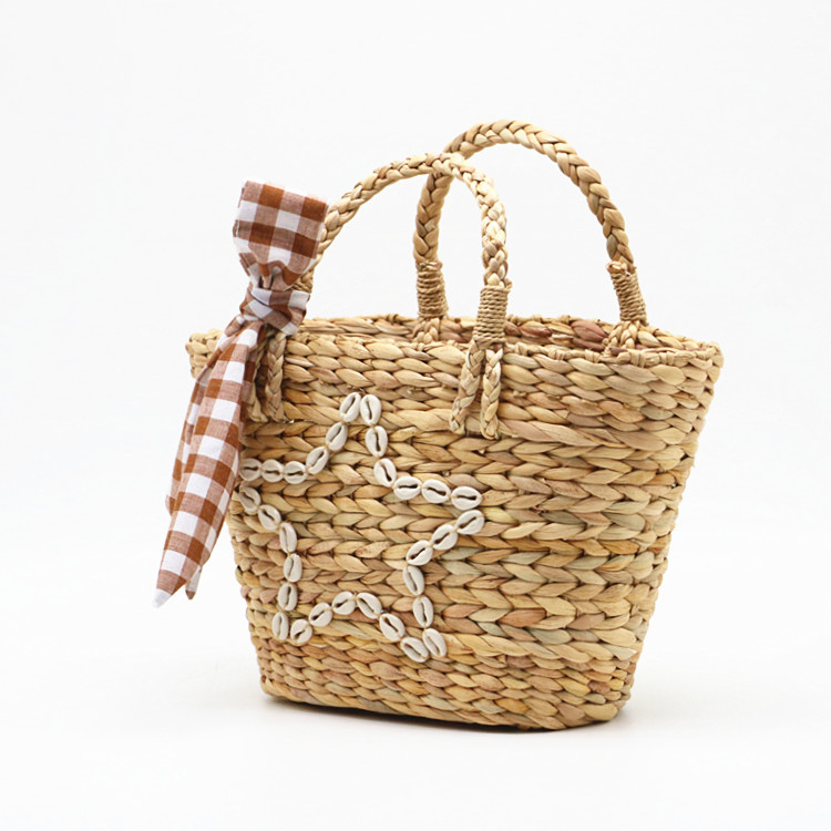 RKY0730 New summer style shell star gourd grass woven bag woven pp beach bag straw rattan tote bag