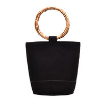 Textured retro frosted bucket bag women's crossbody shoulder bag Europe style Bamboo wrist handbag