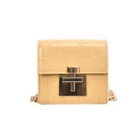 Casual daily vintage alligator skin pattern women leather bag with padlock